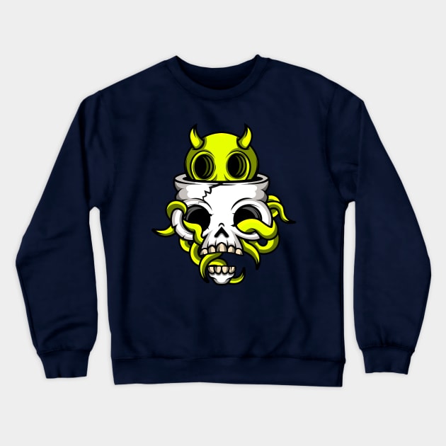 demon in the skull Crewneck Sweatshirt by Edgar  Lemus